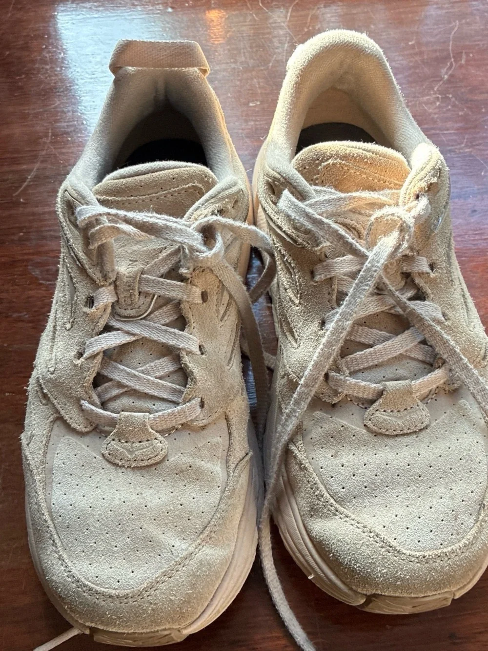 Hoka One One womens Suede Sneakers in Light Tan 7.5